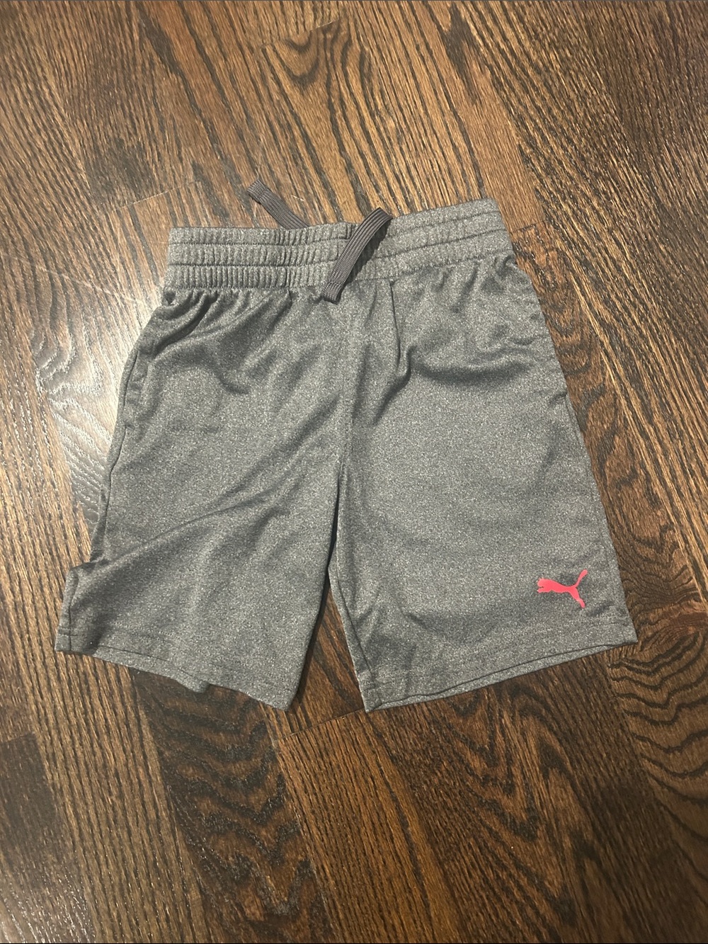 Puma Kids Gray Athletic Shorts with Red Logo